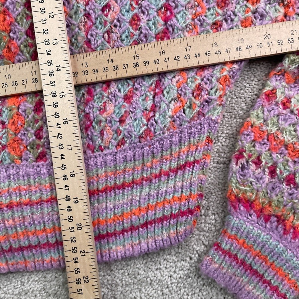 Urban Outfitters Cardigan Womens Medium Purple Multi Nora Cropped Chunky Boho - Picture 10 of 12